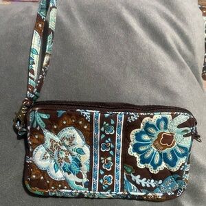 Vera Bradley Blue and Brown Paisley Wristlet